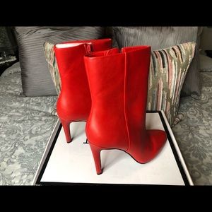 RARE - Nine West Lipstick Red Leather Boots Size 9